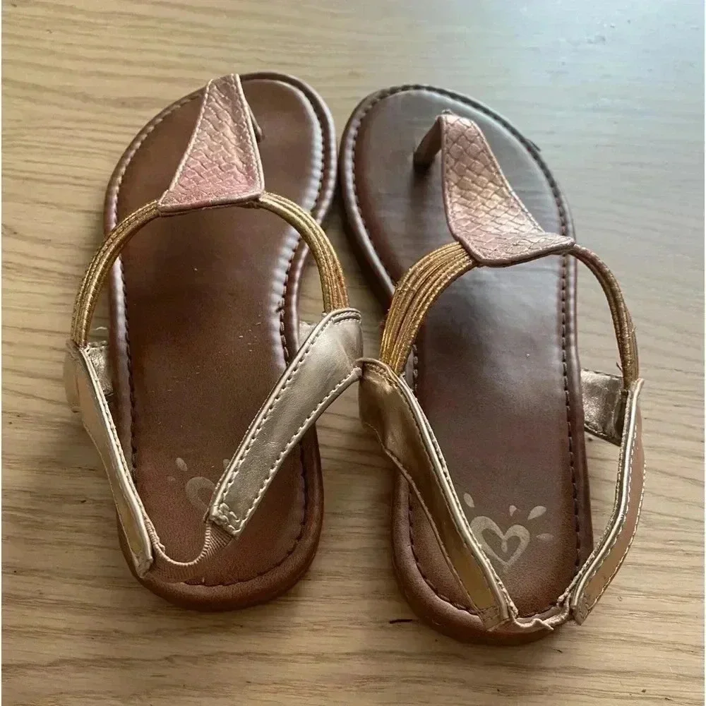 💥Justice Mermaid Scale Thong Post Strappy Sandals 5